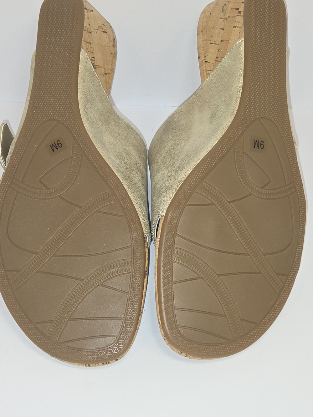 Impo Platino Giselle Metallic Gold Cork Wedge Slide with Silver Buckle - Picture 9 of 13